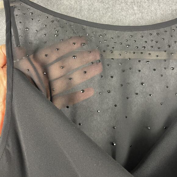 VTG Jones New York Evening Maxi Dress Women 10 Black Beaded Sheer Whimsigoth 90s - Picture 4 of 15